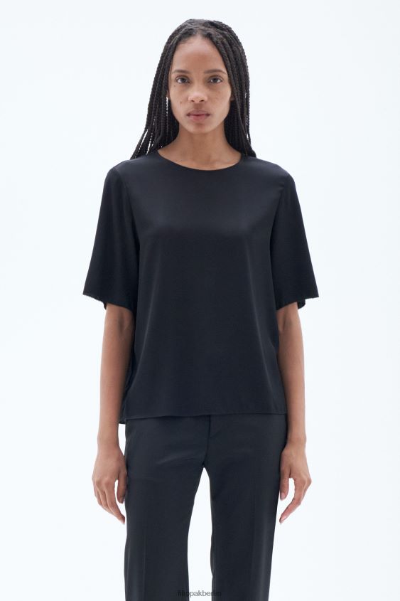 Filippa K L8HHT199 Bekleidung Schwarz Frauen Seiden-T-Shirt