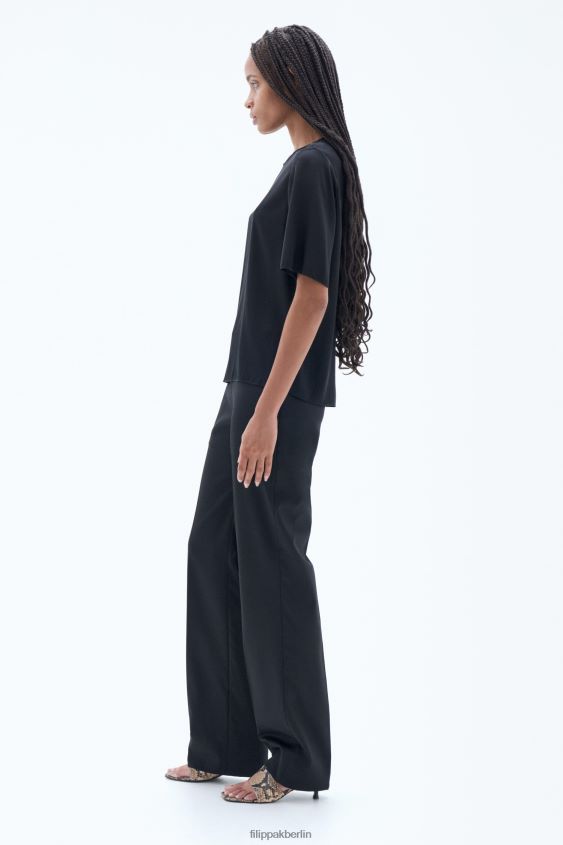 Filippa K L8HHT199 Bekleidung Schwarz Frauen Seiden-T-Shirt
