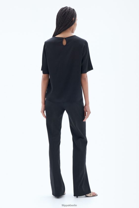 Filippa K L8HHT199 Bekleidung Schwarz Frauen Seiden-T-Shirt