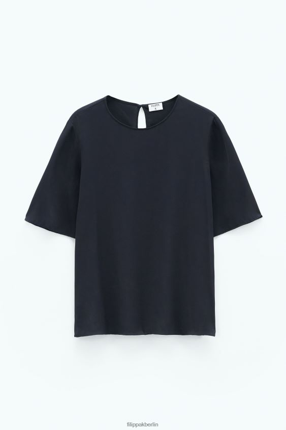 Filippa K L8HHT199 Bekleidung Schwarz Frauen Seiden-T-Shirt