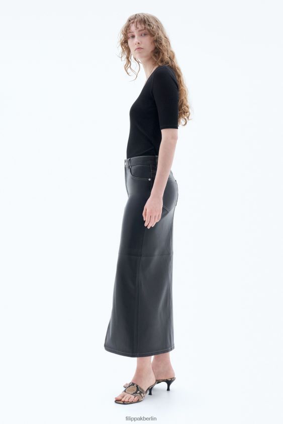 Filippa K L8HHT37 Bekleidung Schwarz Frauen T-Shirt aus reiner Wolle