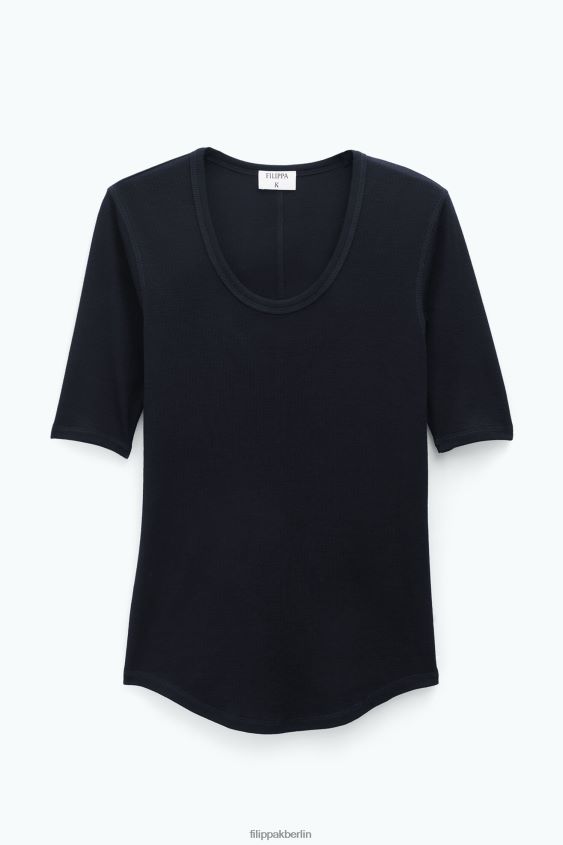 Filippa K L8HHT37 Bekleidung Schwarz Frauen T-Shirt aus reiner Wolle