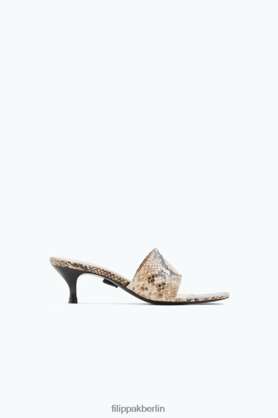 Filippa K L8HHT440 Schuhe bedruckte beige Schlange Frauen Schnürsandalen