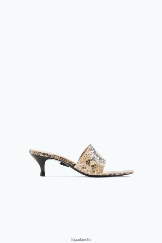 Filippa K L8HHT440 Schuhe bedruckte beige Schlange Frauen Schnürsandalen