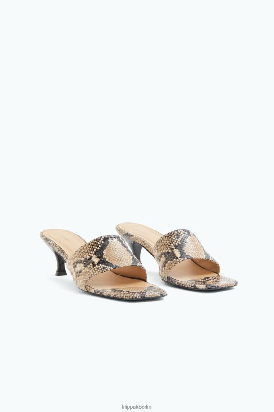 Filippa K L8HHT440 Schuhe bedruckte beige Schlange Frauen Schnürsandalen