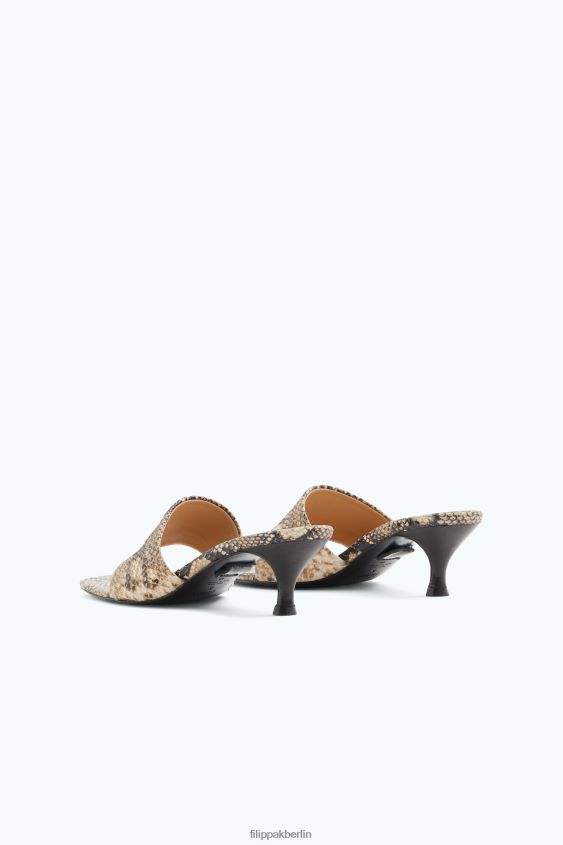 Filippa K L8HHT440 Schuhe bedruckte beige Schlange Frauen Schnürsandalen