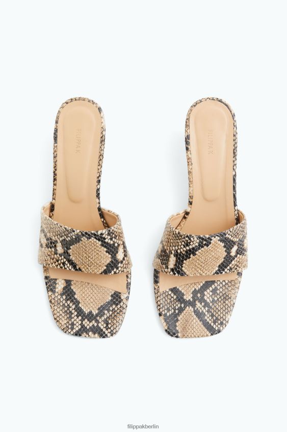 Filippa K L8HHT440 Schuhe bedruckte beige Schlange Frauen Schnürsandalen