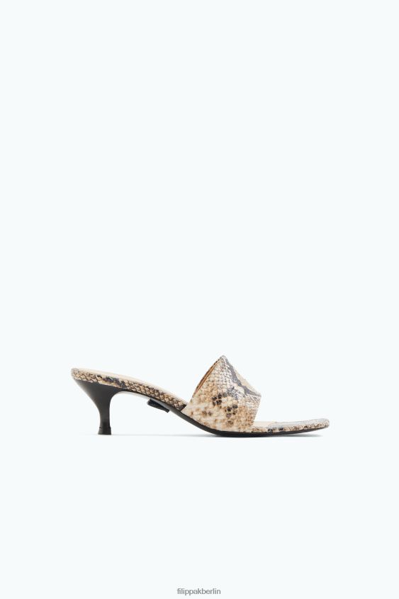 Filippa K L8HHT440 Schuhe bedruckte beige Schlange Frauen Schnürsandalen