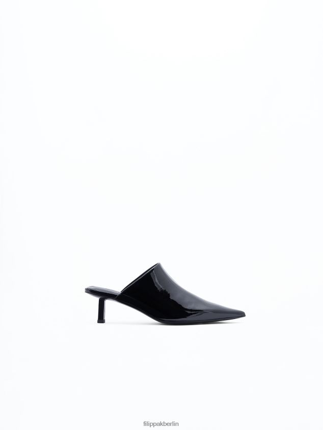 Filippa K L8HHT441 Schuhe Schwarz Frauen Spitze Pantoletten mit Kitten-Heel