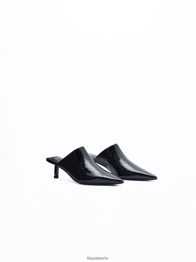 Filippa K L8HHT441 Schuhe Schwarz Frauen Spitze Pantoletten mit Kitten-Heel