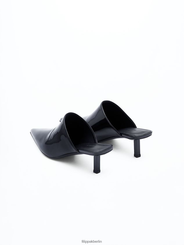 Filippa K L8HHT441 Schuhe Schwarz Frauen Spitze Pantoletten mit Kitten-Heel