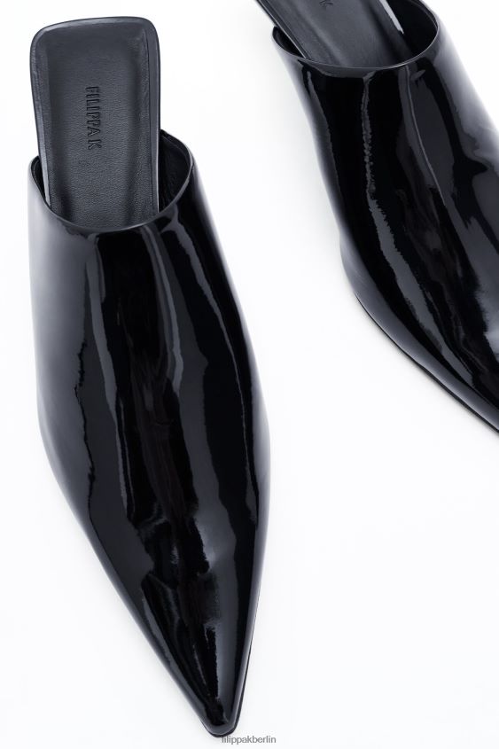 Filippa K L8HHT441 Schuhe Schwarz Frauen Spitze Pantoletten mit Kitten-Heel