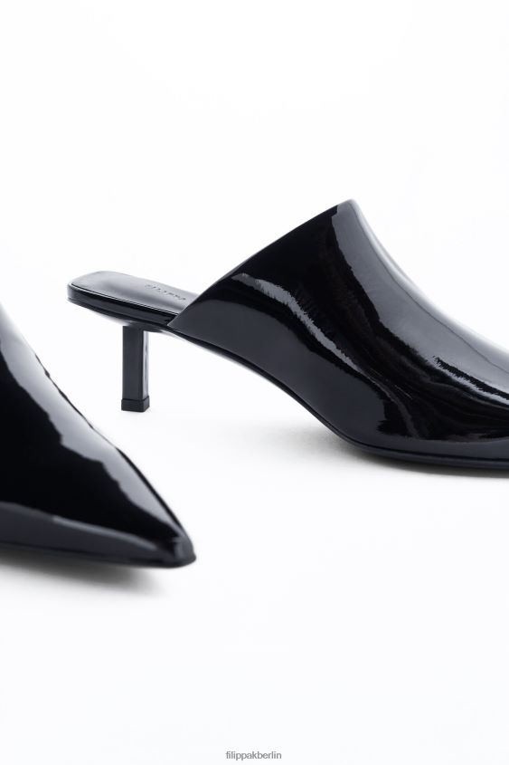 Filippa K L8HHT441 Schuhe Schwarz Frauen Spitze Pantoletten mit Kitten-Heel