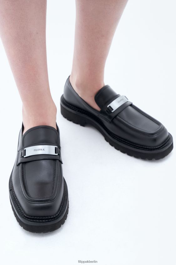 Filippa K L8HHT442 Schuhe Schwarz Frauen Loafer mit quadratischer Zehenpartie