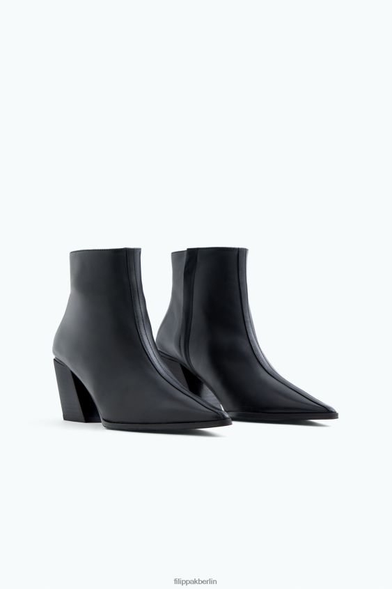 Filippa K L8HHT452 Schuhe schwarzes Nappaleder Frauen Spitze Stiefeletten