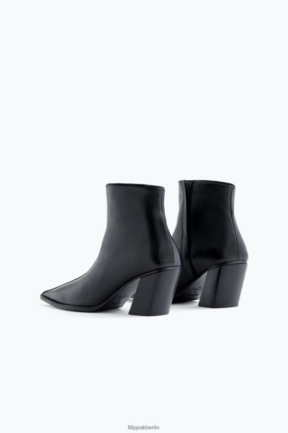 Filippa K L8HHT452 Schuhe schwarzes Nappaleder Frauen Spitze Stiefeletten