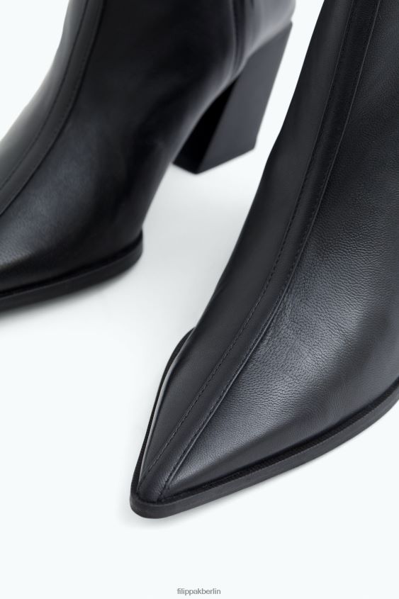 Filippa K L8HHT452 Schuhe schwarzes Nappaleder Frauen Spitze Stiefeletten
