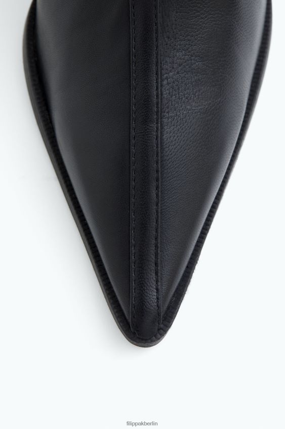 Filippa K L8HHT452 Schuhe schwarzes Nappaleder Frauen Spitze Stiefeletten