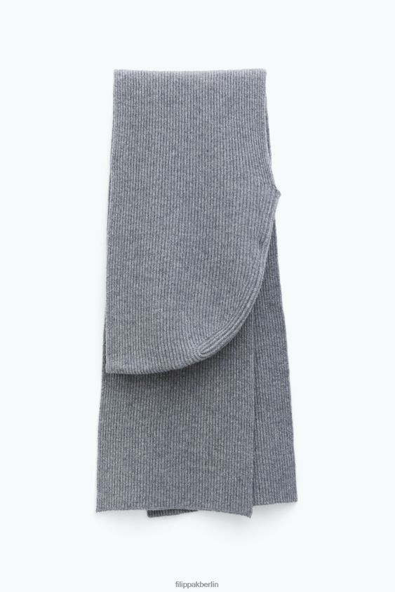 Filippa K L8HHT411 Zubehörteil graue Melange Frauen Gerippter Beanie-Schal