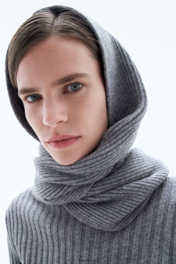 Filippa K L8HHT411 Zubehörteil graue Melange Frauen Gerippter Beanie-Schal