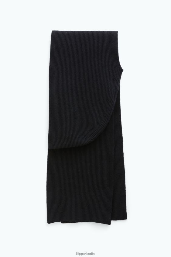 Filippa K L8HHT412 Zubehörteil Schwarz Frauen Gerippter Beanie-Schal