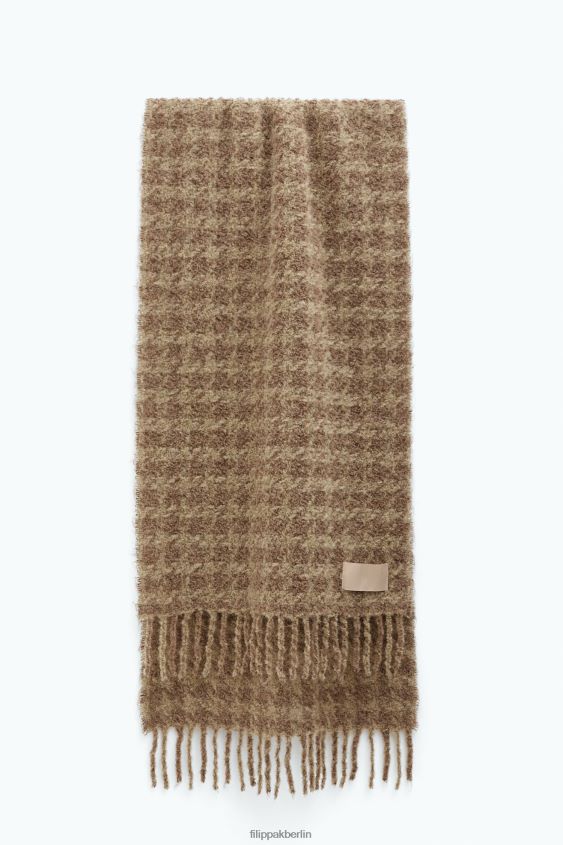 Filippa K L8HHT413 Zubehörteil Beige Frauen Hahnentritt-Schal