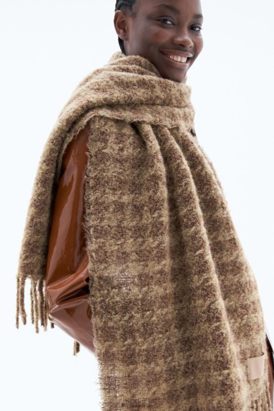 Filippa K L8HHT413 Zubehörteil Beige Frauen Hahnentritt-Schal