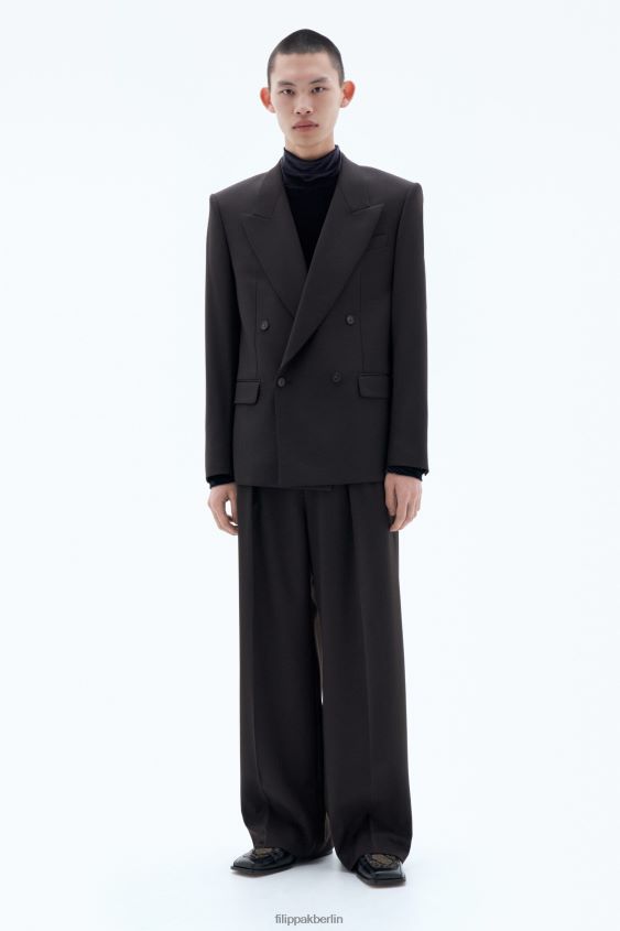 Filippa K L8HHT343 Bekleidung dunkle Schokolade Männer Kastenförmiger Wollblazer