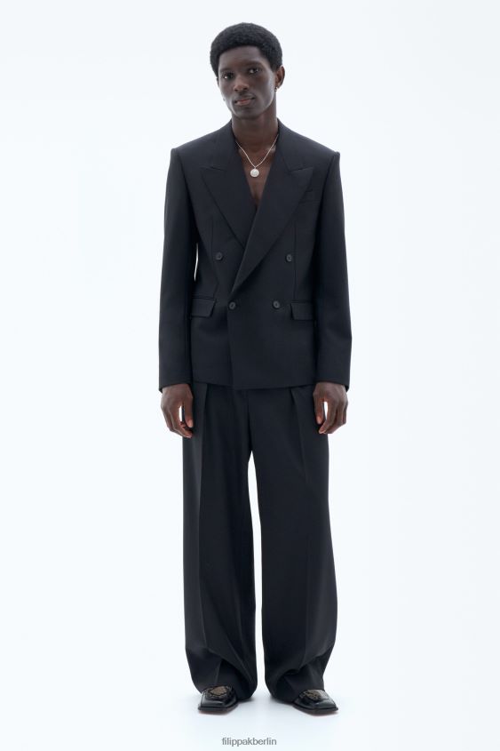 Filippa K L8HHT344 Bekleidung Schwarz Männer Kastenförmiger Wollblazer