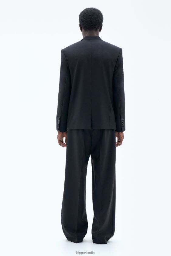 Filippa K L8HHT344 Bekleidung Schwarz Männer Kastenförmiger Wollblazer