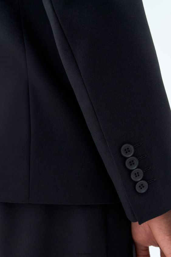Filippa K L8HHT344 Bekleidung Schwarz Männer Kastenförmiger Wollblazer