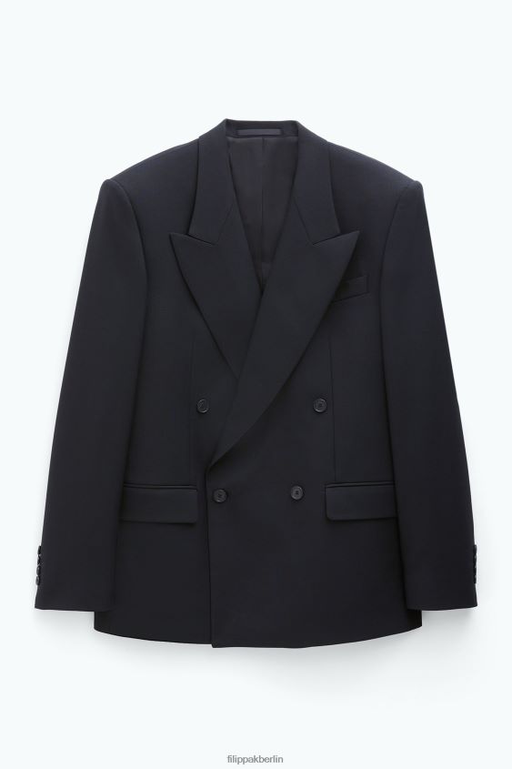 Filippa K L8HHT344 Bekleidung Schwarz Männer Kastenförmiger Wollblazer