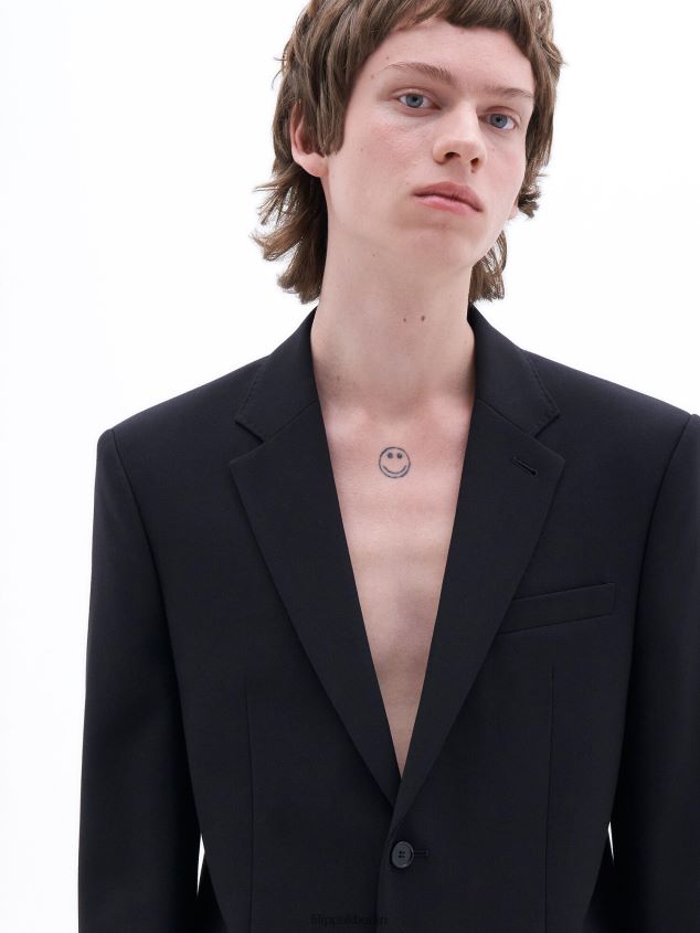Filippa K L8HHT349 Bekleidung Schwarz Männer maßgeschneiderter Wollblazer