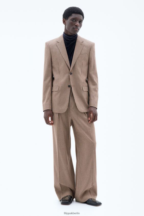 Filippa K L8HHT351 Bekleidung sandbeige/braun kariert Männer Einreihiger karierter Blazer