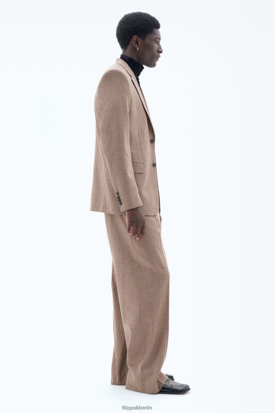 Filippa K L8HHT351 Bekleidung sandbeige/braun kariert Männer Einreihiger karierter Blazer