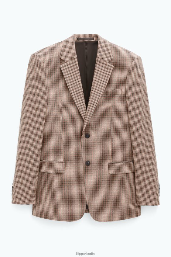 Filippa K L8HHT351 Bekleidung sandbeige/braun kariert Männer Einreihiger karierter Blazer