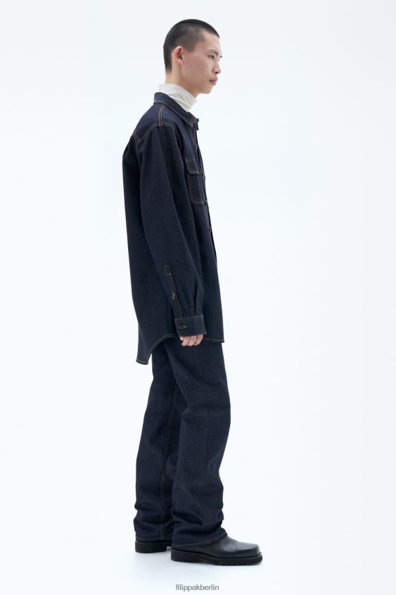 Filippa K L8HHT397 Bekleidung Mitternachtsblau Männer übergroßes Jeanshemd