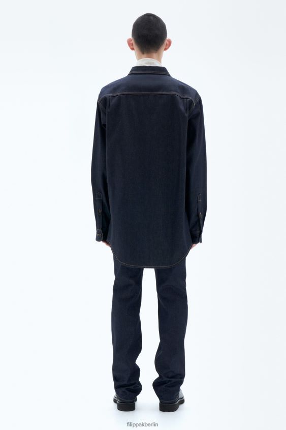 Filippa K L8HHT397 Bekleidung Mitternachtsblau Männer übergroßes Jeanshemd