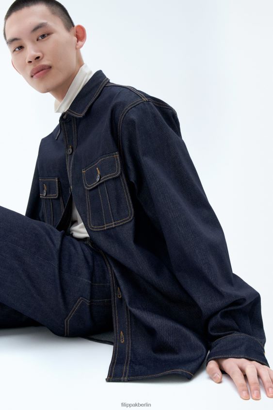 Filippa K L8HHT397 Bekleidung Mitternachtsblau Männer übergroßes Jeanshemd