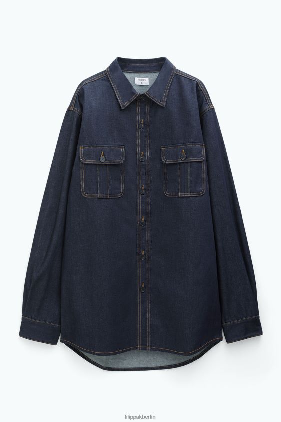 Filippa K L8HHT397 Bekleidung Mitternachtsblau Männer übergroßes Jeanshemd