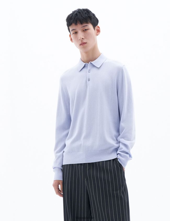 Filippa K L8HHT272 Bekleidung Eisblau Männer Gestricktes Poloshirt
