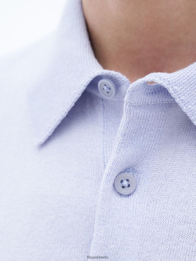 Filippa K L8HHT272 Bekleidung Eisblau Männer Gestricktes Poloshirt