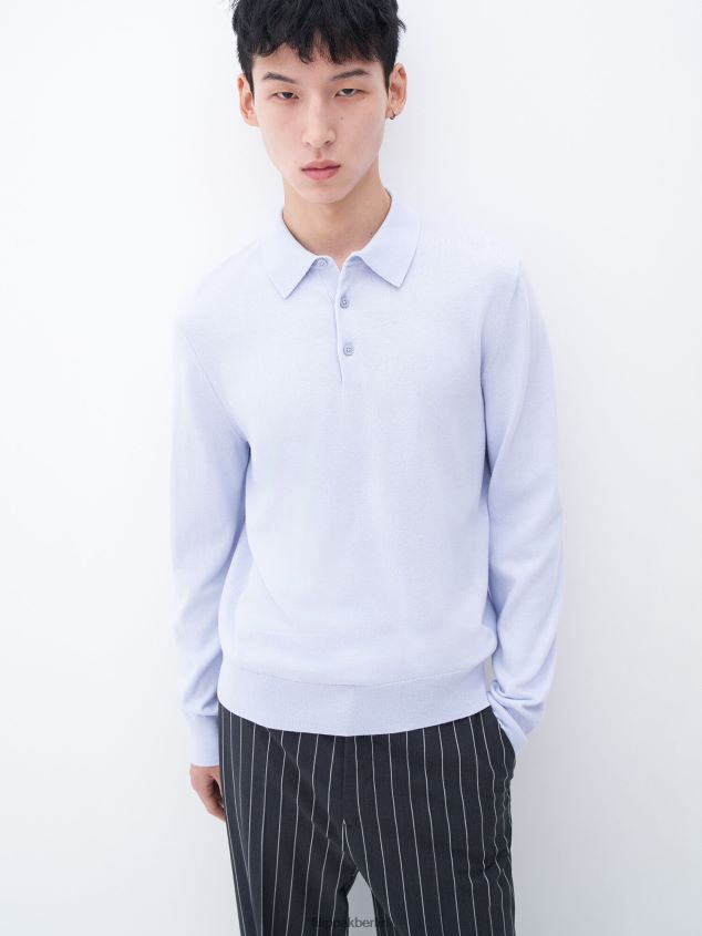 Filippa K L8HHT272 Bekleidung Eisblau Männer Gestricktes Poloshirt
