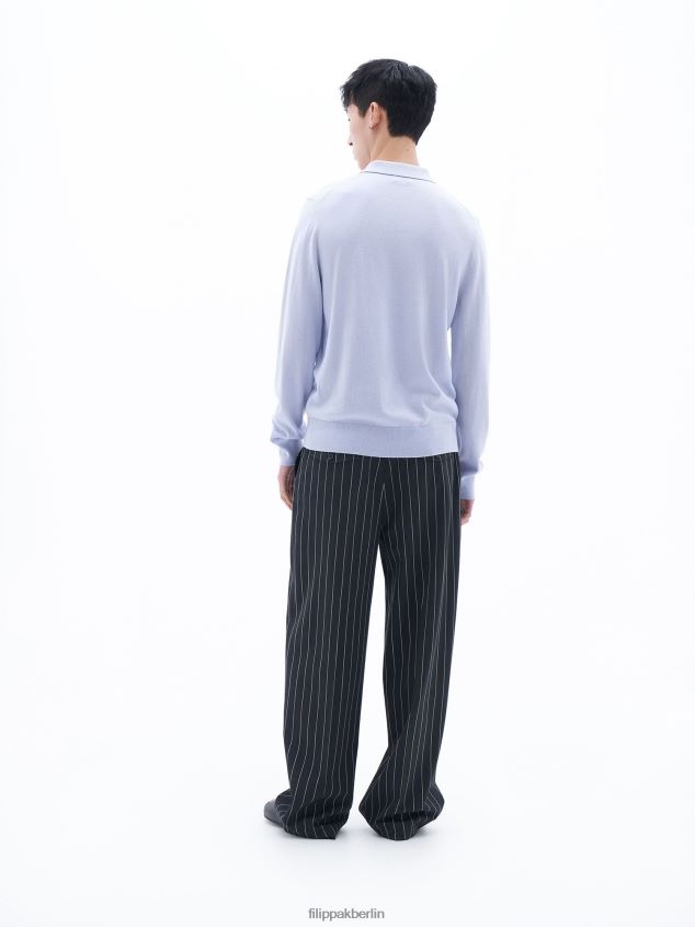 Filippa K L8HHT272 Bekleidung Eisblau Männer Gestricktes Poloshirt