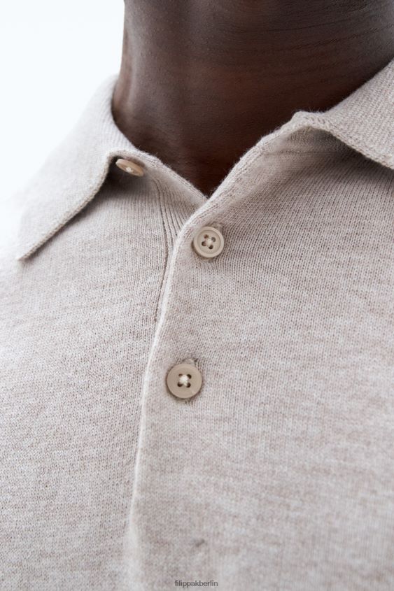 Filippa K L8HHT273 Bekleidung Beige-Melange Männer Gestricktes Poloshirt