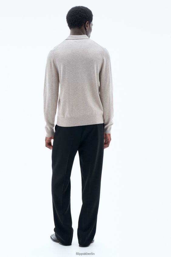 Filippa K L8HHT273 Bekleidung Beige-Melange Männer Gestricktes Poloshirt