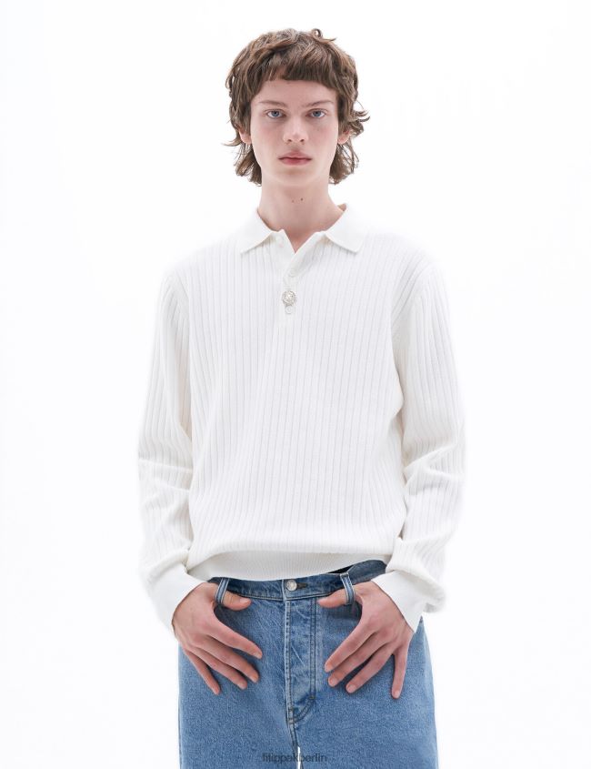 Filippa K L8HHT274 Bekleidung Weiß Männer Gestricktes Poloshirt