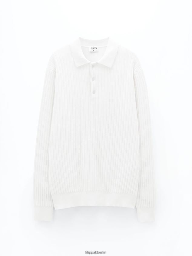 Filippa K L8HHT274 Bekleidung Weiß Männer Gestricktes Poloshirt