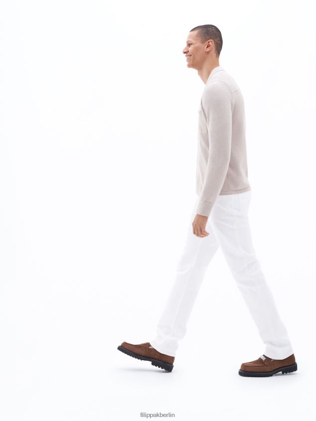 Filippa K L8HHT282 Bekleidung staubiges Beige Männer Strickhemd aus Baumwollleinen