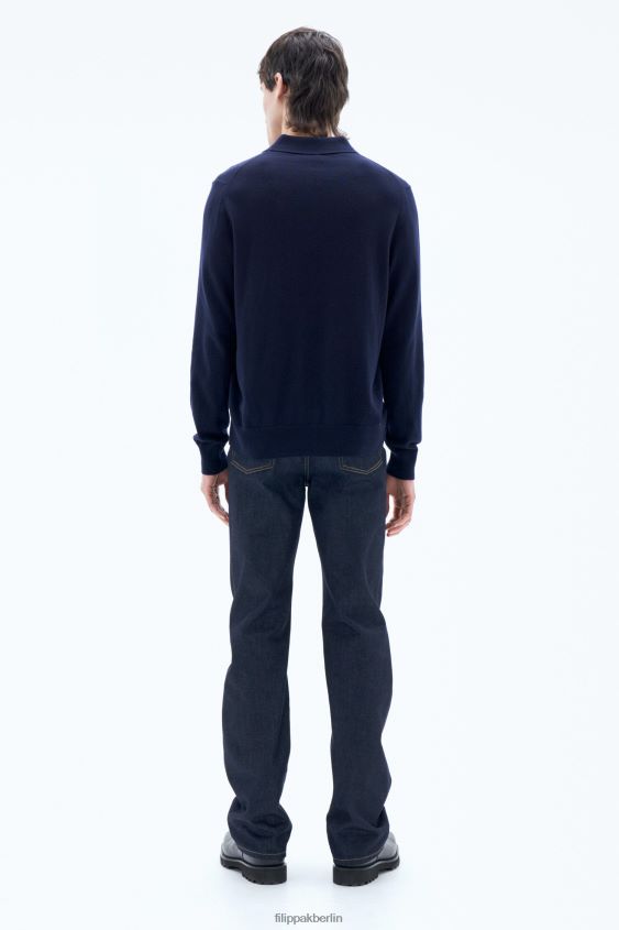 Filippa K L8HHT287 Bekleidung Marine Männer Gestricktes Poloshirt